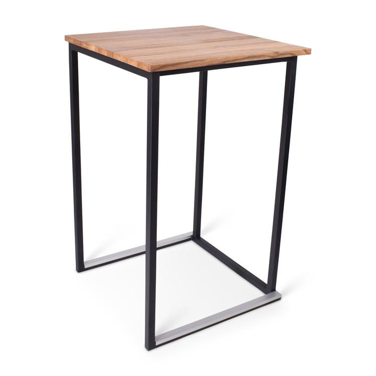 Statafel zwart met houten blad (70x70cm)